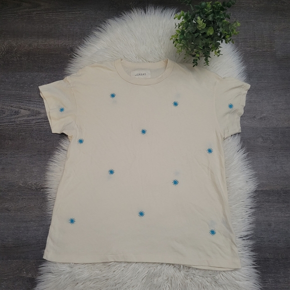 The Great's Boxy Crew in Cream with blue Wishweed Embroidery size 0 - Picture 4 of 12